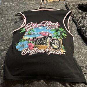 Bike Week Daytona Beach 2022 Women's Black Tank with Pink Trim